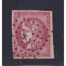 FRANCIA 1870 Yv 49 ESTAMPILLA CLASICA CON MATASELLO ANCLA RARA Y DE LUJO 450 EUROS